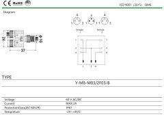 M8 Y Tip 3 Pin Erkek - 3 Pin Dişi Konnektör Y-M8-M03/2F03