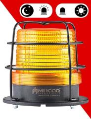 5 Mod Buzzer Sensörlü Kafesli Tepe Lambası 85-260V AC/DC - SNT-125-B-ND-KFS Sarı