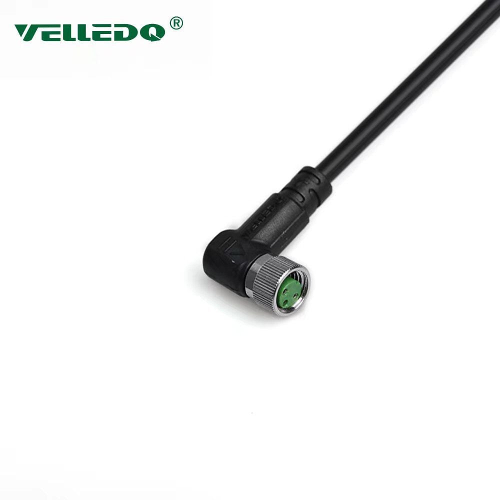 M8 3 PİN 90° Açılı 5 Metre Kablolu Konnektör M8-F03S-5.0PVC/BK