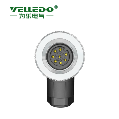 M12-F08S - M12 8 Pin Dişi 90° Açılı Konnektör - Velledq