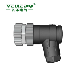 M12-F08S - M12 8 Pin Dişi 90° Açılı Konnektör - Velledq