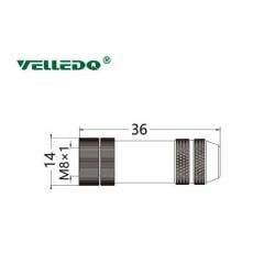 M8P-F03T - M8 3 Pin Dişi Düz Metal Konnektör - Velledq