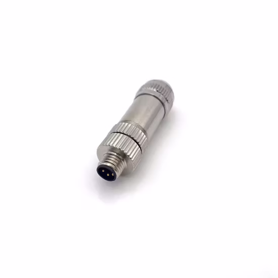 M8P-M03T - M8 3 Pin Erkek Düz Metal Konnektör - Velledq