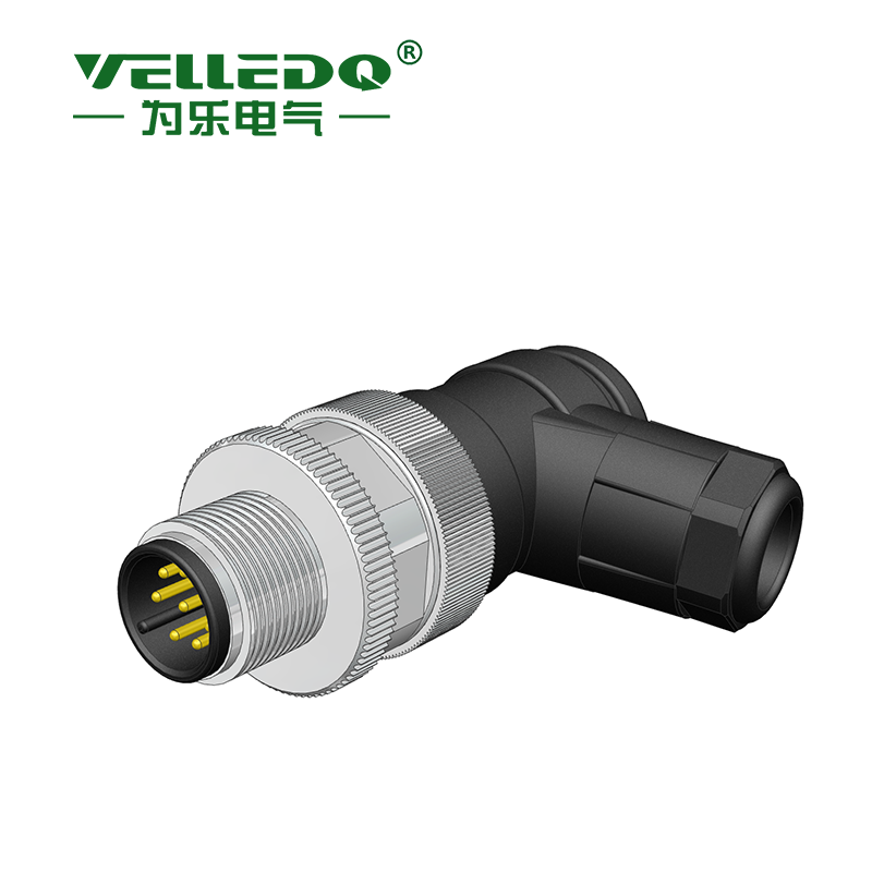 M12-M08S - M12 8 Pin Erkek 90° Açılı Konnektör - Velledq(Kopya)