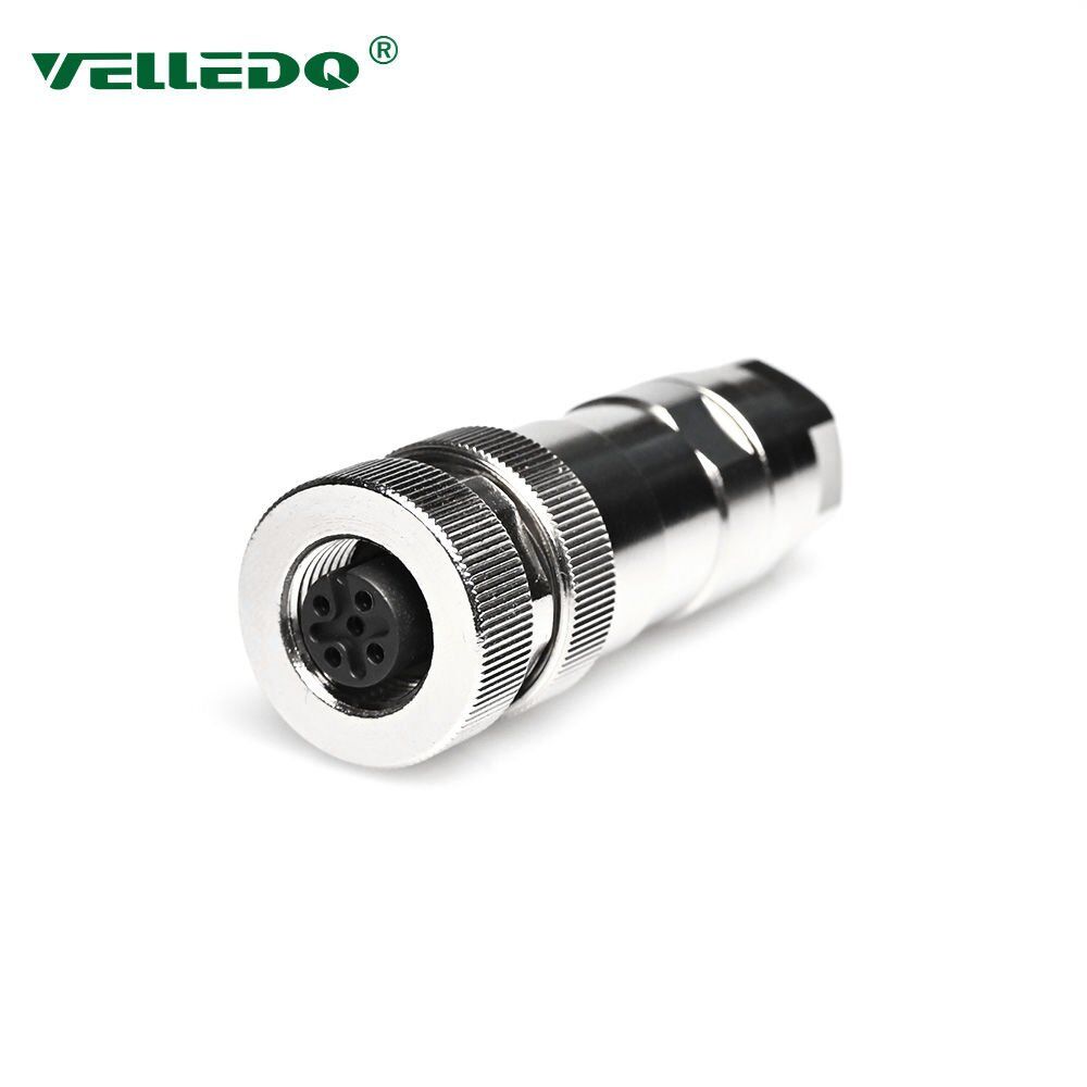 M12P-F03T - M12 3 Pin Dişi Düz Metal Konnektör - Velledq
