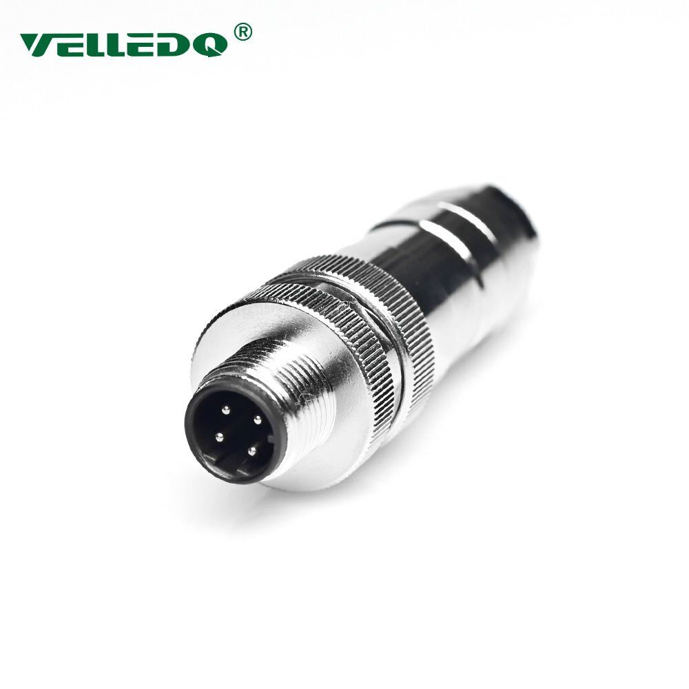 M12P-M03T - M12 3 Pin Erkek Düz Metal Konnektör - Velledq