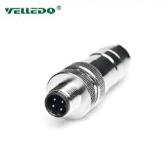 M12P-M03T - M12 3 Pin Erkek Düz Metal Konnektör - Velledq