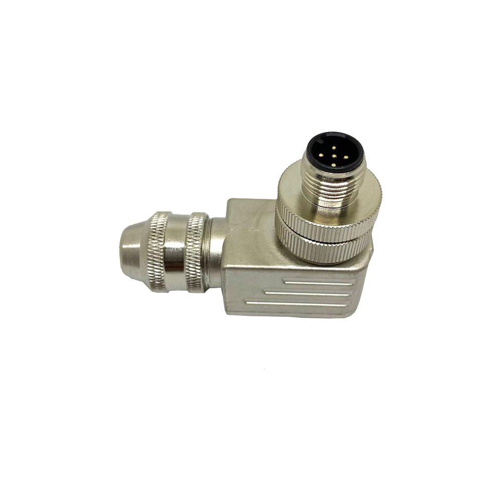 M12 4 Pin 90° Derece Erkek Metal Konnektör M12P-M04S