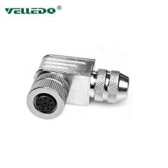 M12 8 Pin 90 Derece Dişi Metal Konnektör M12P-F08S