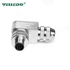 M12 8 Pin 90° Derece Erkek Metal Konnektör M12P-M08S