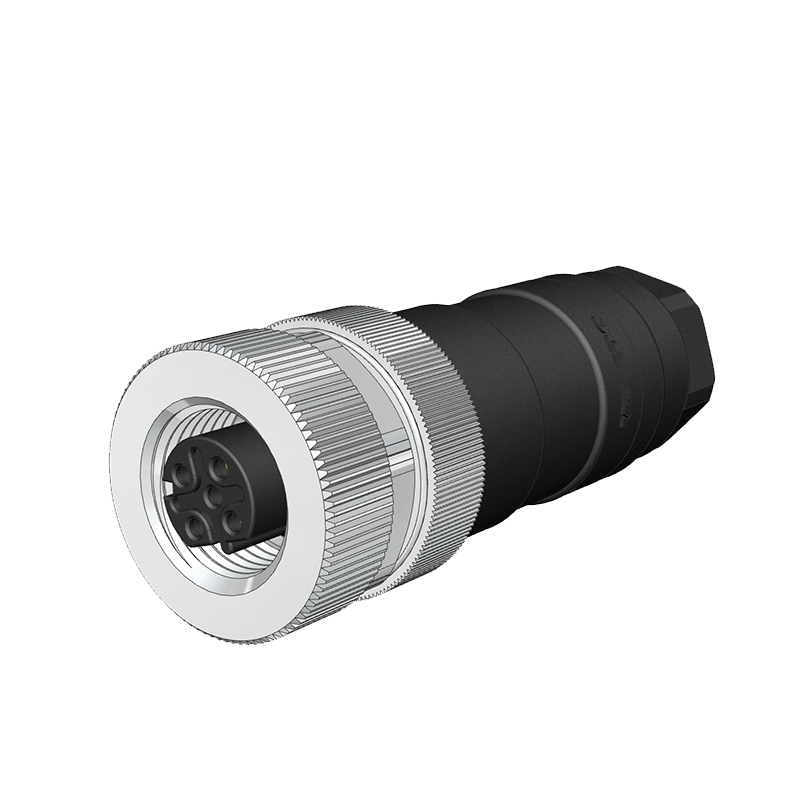 M12 D Code 4 Pin Dişi Düz Konnektör - Velledq M12-DF04T