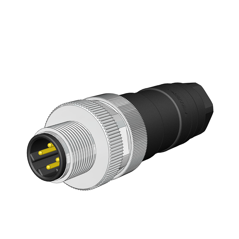 M12 D Code 4 Pin Erkek Düz Konnektör - Velledq M12-DM04T