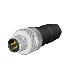 M12 D Code 4 Pin Erkek Düz Konnektör - Velledq M12-DM04T