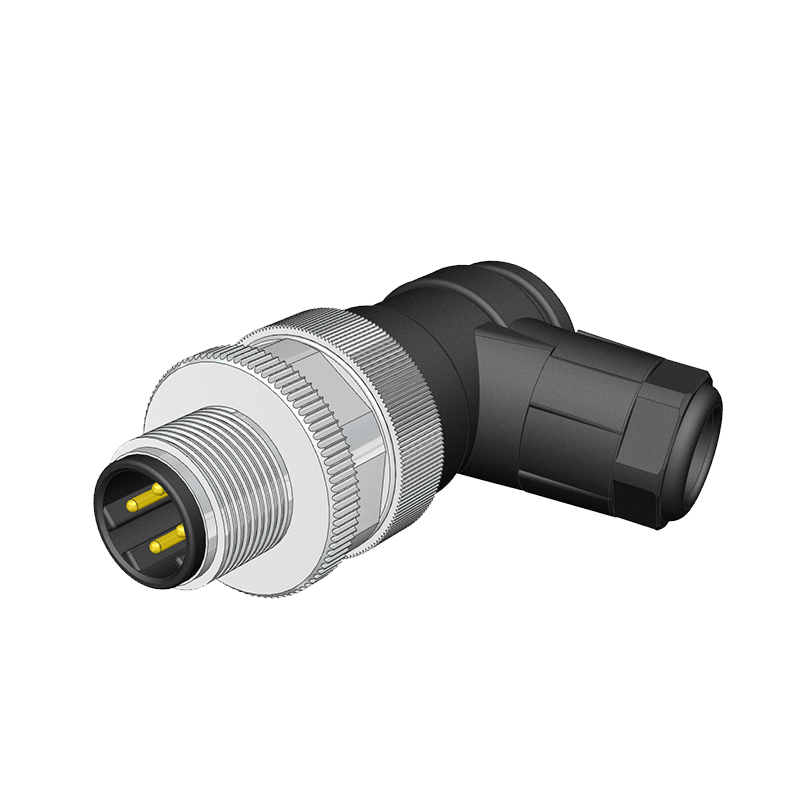M12 D Code 4 Pin Erkek Açılı 90° Konnektör - Velledq M12-DM04S
