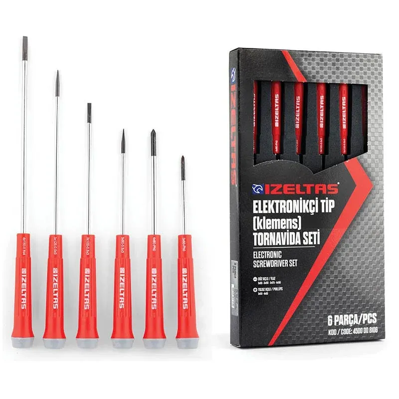 İzeltaş Tornavida Seti Elektronikçi Tip Klemens 6 Parça